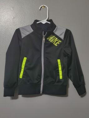 Nike Athletic Jacket Black with Gray Lime Green Trim Boy's Size 3T